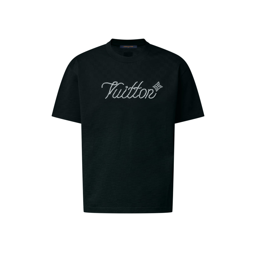 Louis Vuitton Men's Summer Fashion Casual Solid Color Beaded Embroidered Logo Jacquard Fabric Short-sleeve T-Shirt #78452