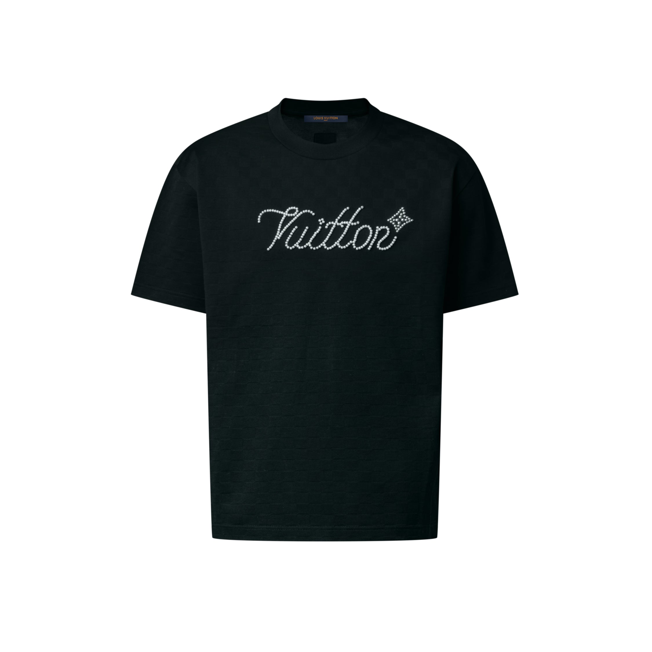 Louis Vuitton Men's Summer Fashion Casual Solid Color Beaded Embroidered Logo Jacquard Fabric Short-sleeve T-Shirt #78452