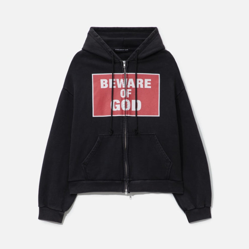 GRAILZ Project G/R Men's Women's Spring & Autumn Washed Vintage Aged Letter Printed Zipper Drawstring Cotton Hooded Sweatshirt Ngvp #1916