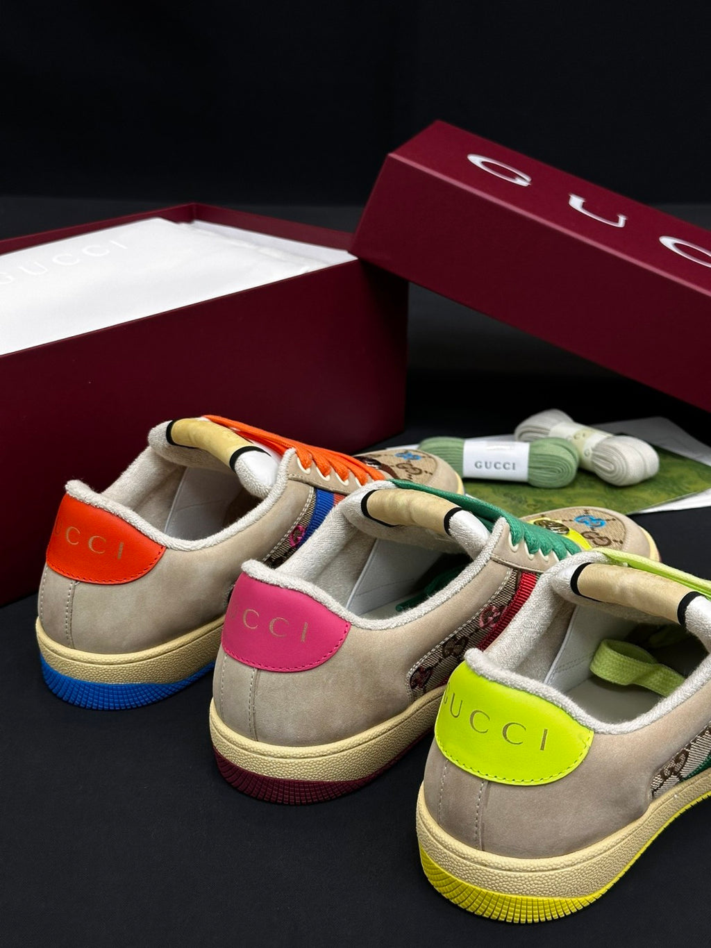 Gucci Screener Men's and Women's Fashion Casual Round-Toe Lace-Up Classic Print Low-Top Sneakers #78429