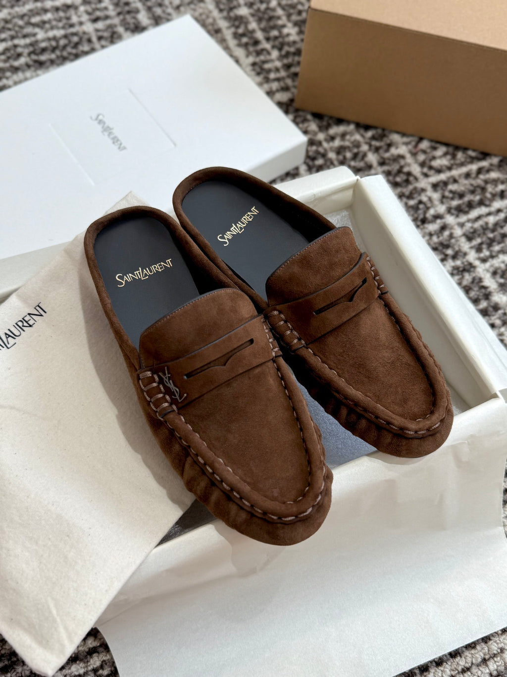 Saint Laurent LE LOAFER Mules in Suede #380512