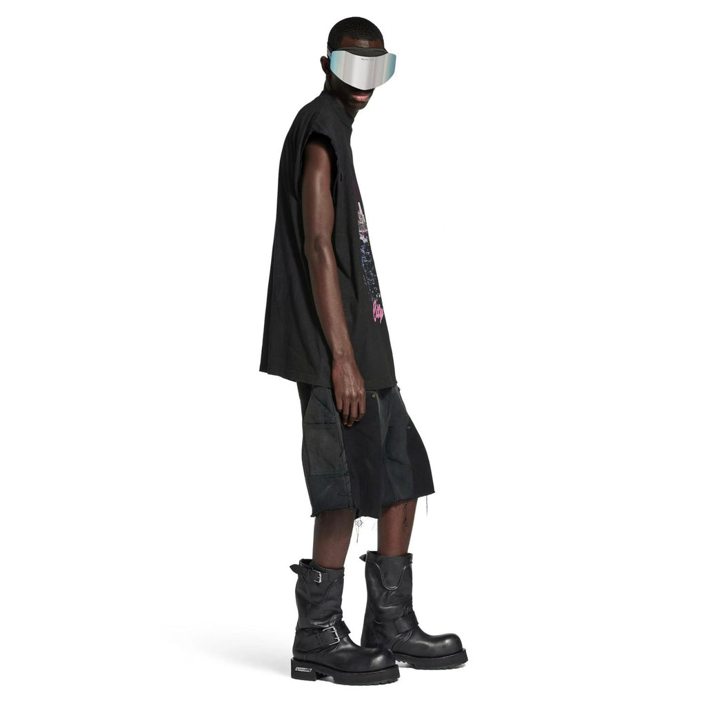 Balenciaga Men's City Printed Sleeveless T-Shirt Spring Summer Fashion Trend High Street Round Neck Straight Top Ngvp #1735