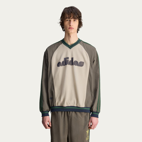 Adidas x Brain Dead Men's Spring/Summer Autumn Retro Color Contrasting Sports V-neck Hoodie Logo Long Sleeve Sweatshirt #81714