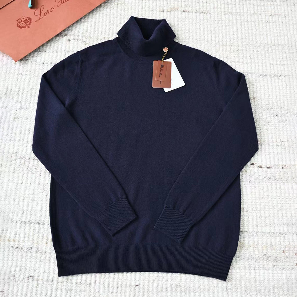 Loro Piana Men's Dolcevita Classic High-Neck Sweater Spring/Fall/Winter Solid-Color Long-Sleeve Cashmere Knit Ngvp #2721
