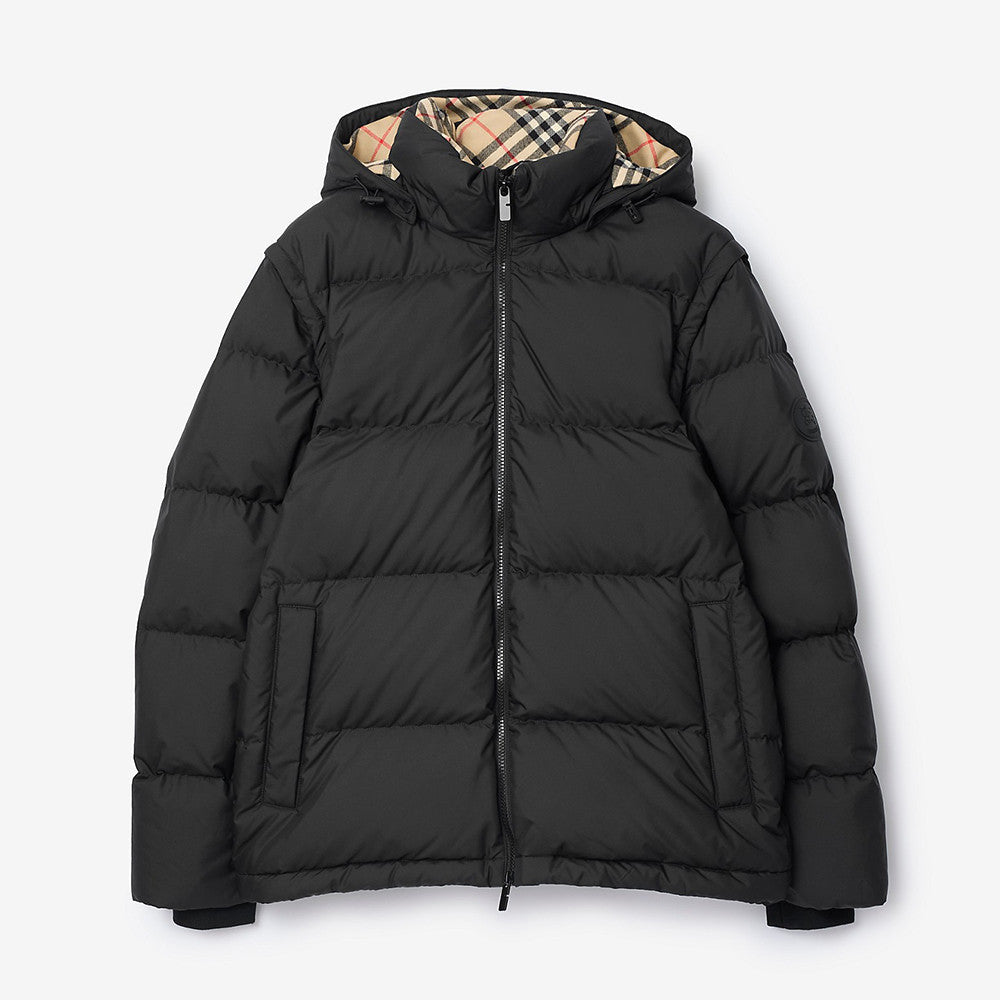 Burberry Detachable Sleeve Puffer Jacket in Flax Men's Nylon #335005