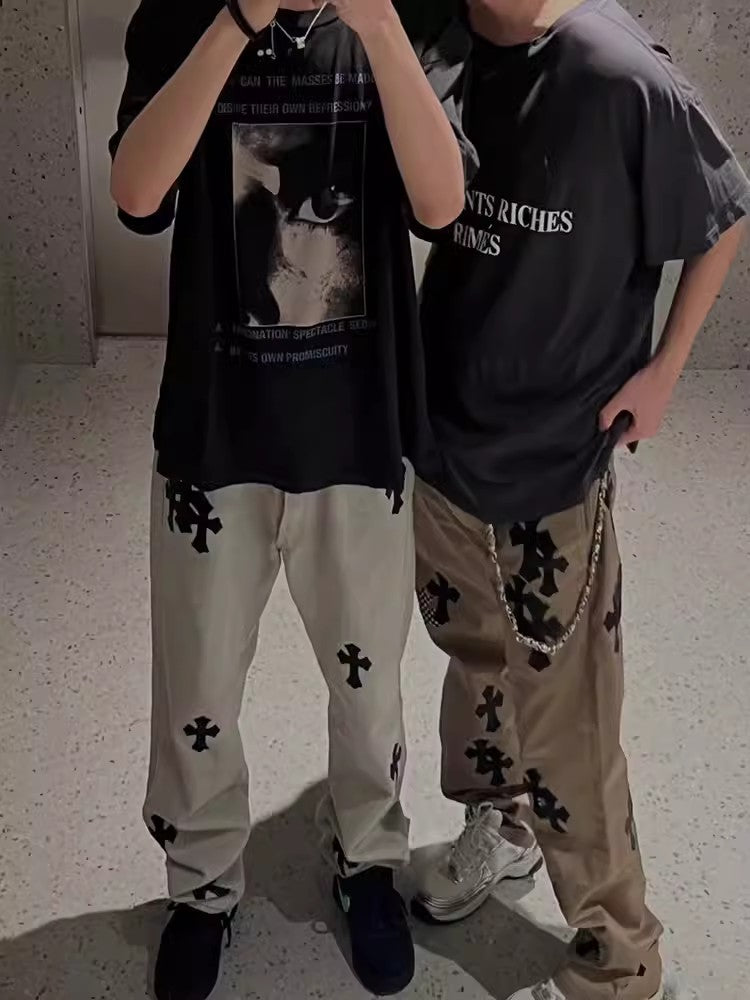 Enfants Riches Deprimes Men's Summer Washed Pattern Letter Print Round Neck Cotton Fitted Short Sleeve T-Shirt Ngvp #8586