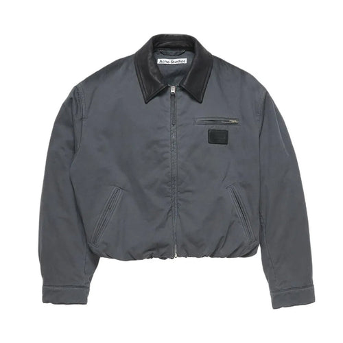 Acne Studios SS25 Men's and Women's Barn Logo Patch Fitted Zip Off Shoulder Long Sleeve Bomber Jacket #332324