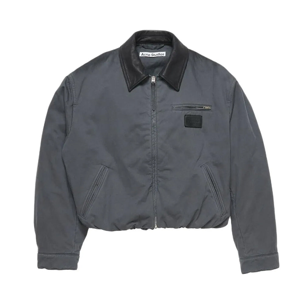 Acne Studios SS25 Men's and Women's Barn Logo Patch Fitted Zip Off Shoulder Long Sleeve Bomber Jacket #332324