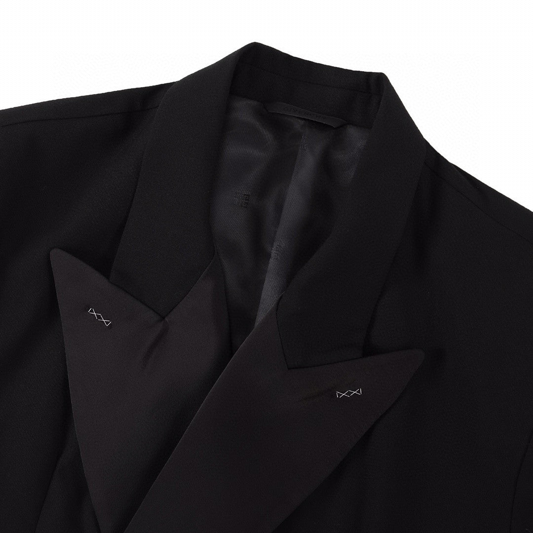 Givenchy Men's Women's Fall/Winter Logo Printed Wool Blend Lapel Loose Black Long Sleeve Blazer Jacket Ngvp #6944