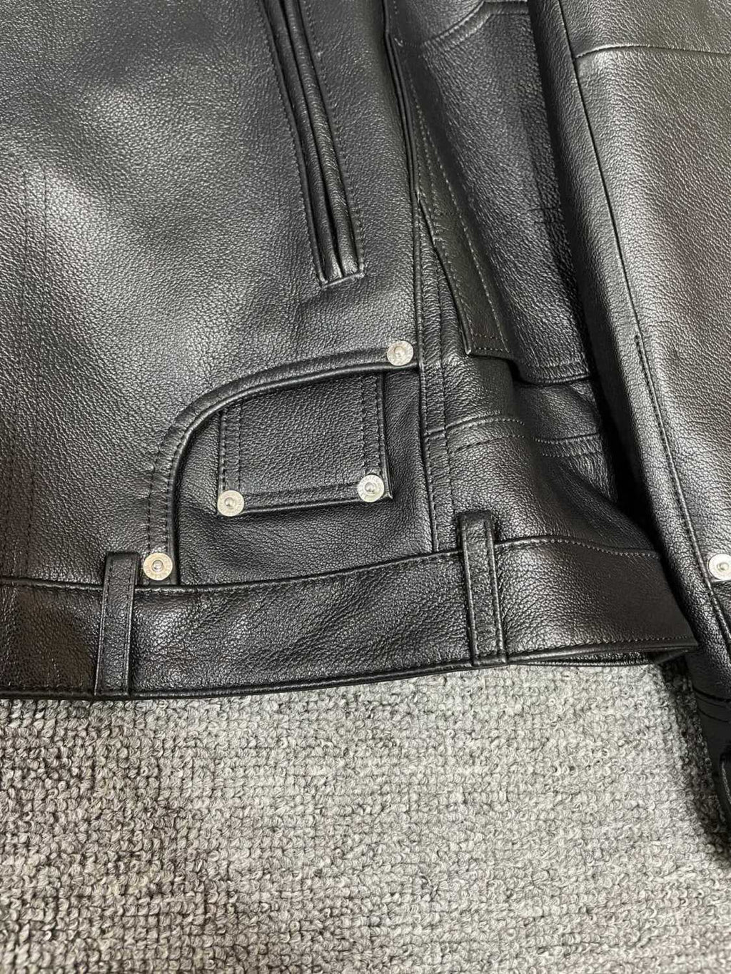 Balenciaga 25FW Cowhide Jacket Bew Double Zipper Ribbed Cuffs Leather Jacket Loose Version #332836
