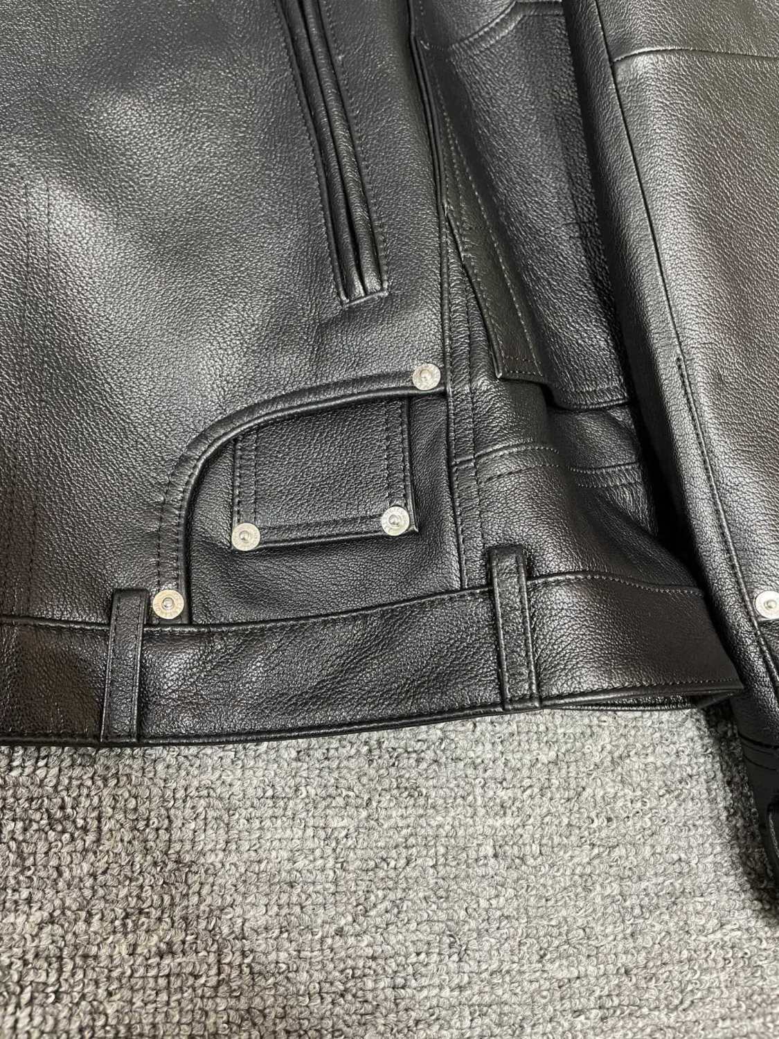 Balenciaga 25FW Cowhide Jacket Bew Double Zipper Ribbed Cuffs Leather Jacket Loose Version #332836
