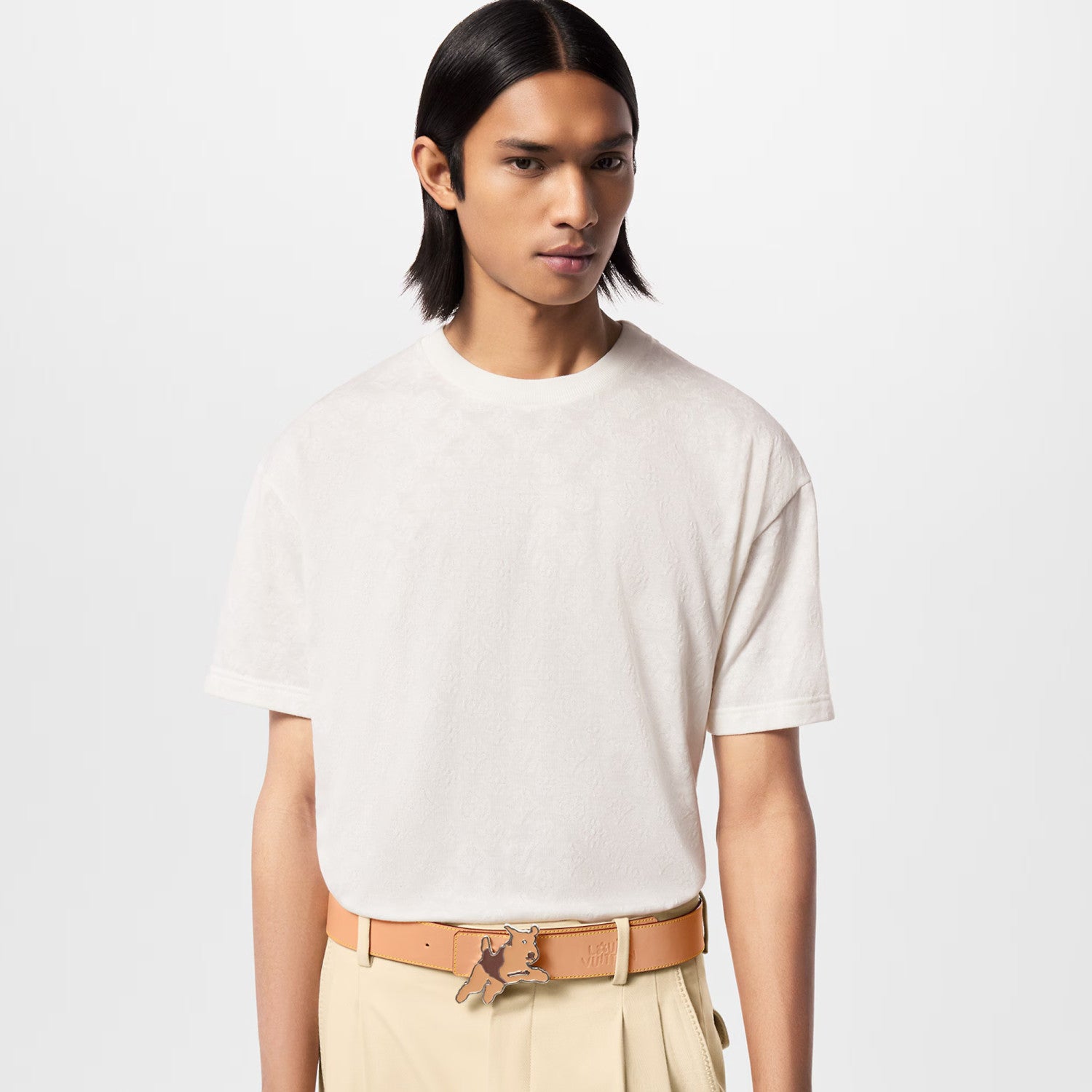 Louis Vuitton Men's Summer Solid Color Letter Printed Straight Cotton Short Sleeve T-Shirt #72729