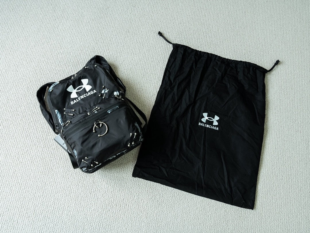 Balenciaga X Under Armour Men's Solid Colour Zipper Closure Nylon Fabric Silver Hardware Backpack Bag Bags #77558