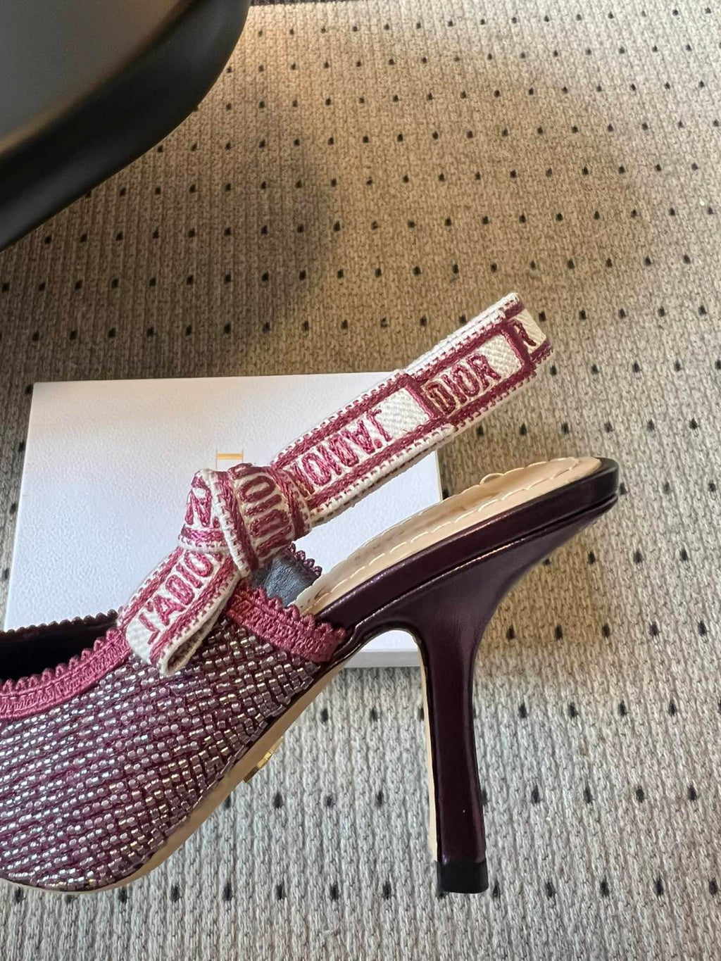 Dior J'Adior Women's Summer Solid Color Beaded Pointed Toe 10cm High Heel Sandals Shoes #77656