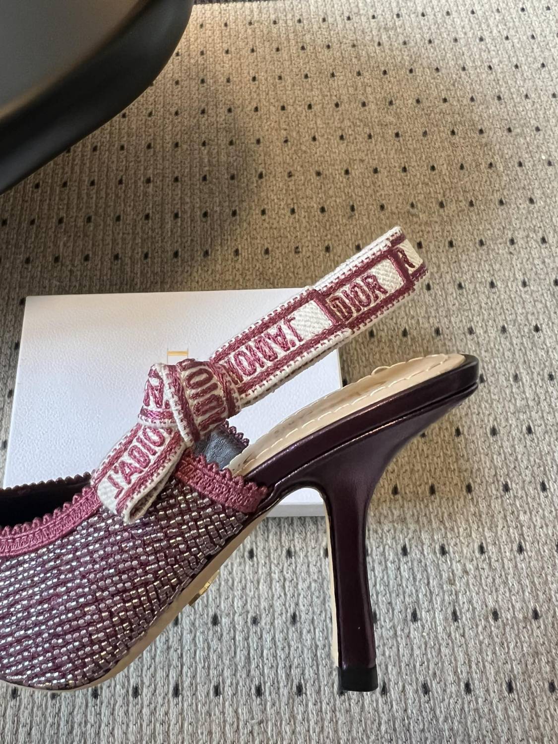 Dior J'Adior Women's Summer Solid Color Beaded Pointed Toe 10cm High Heel Sandals Shoes #77656