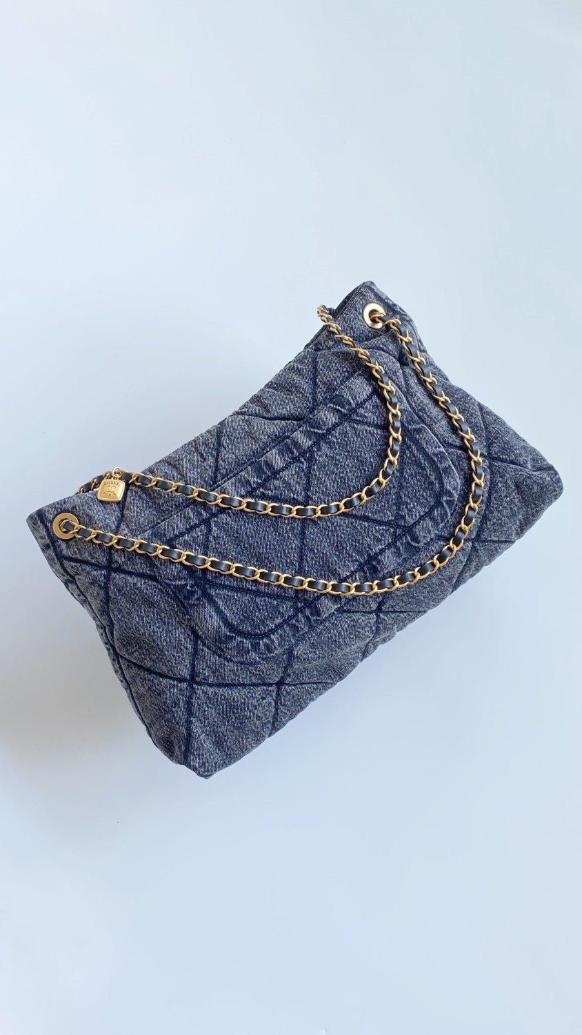 Chanel Women's Fashion Classic Solid Color Logo Denim Quilted Tote Shoulder Chain Bag Bags #79349
