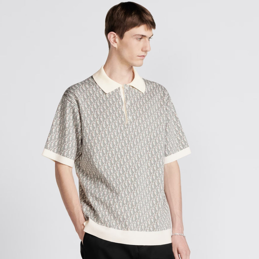Dior Men's Summer Graphic All Over Print Polo Neck Straight Short Sleeve T-Shirt #99187