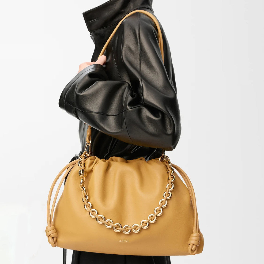 Loewe Flamenco Purse Women's Fashion Classic Solid Color Soft Napa Lambskin Leather Pleated Design Brand Logo Magnetic Buckle Closure Crossbody Bag Shoulder Bag Handbag Bags A411FPDX01-6579 #78346