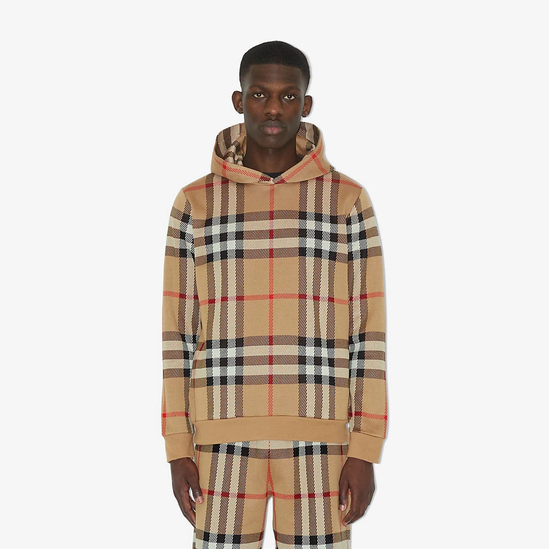 Burberry Check Cotton Jacquard Hoodie Plaid Sweatshirt Pullover #96325