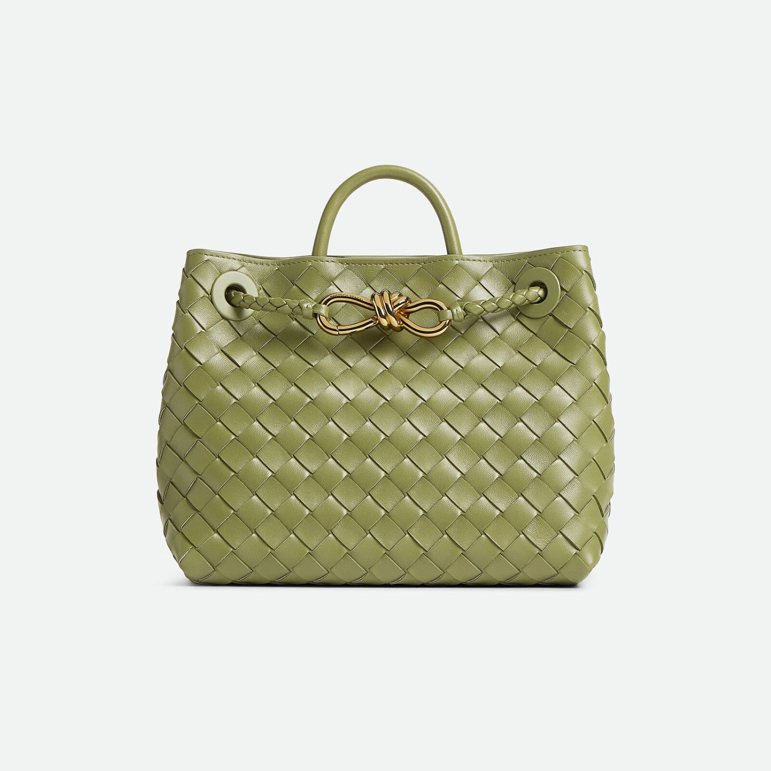 Bottega Veneta Andiamo Women's Fashion Classic Solid-Color Knitted Magnetic Snap Closure Leather Small Shoulder Bag Tote Bag Bags 766014VCPP12273 #79111
