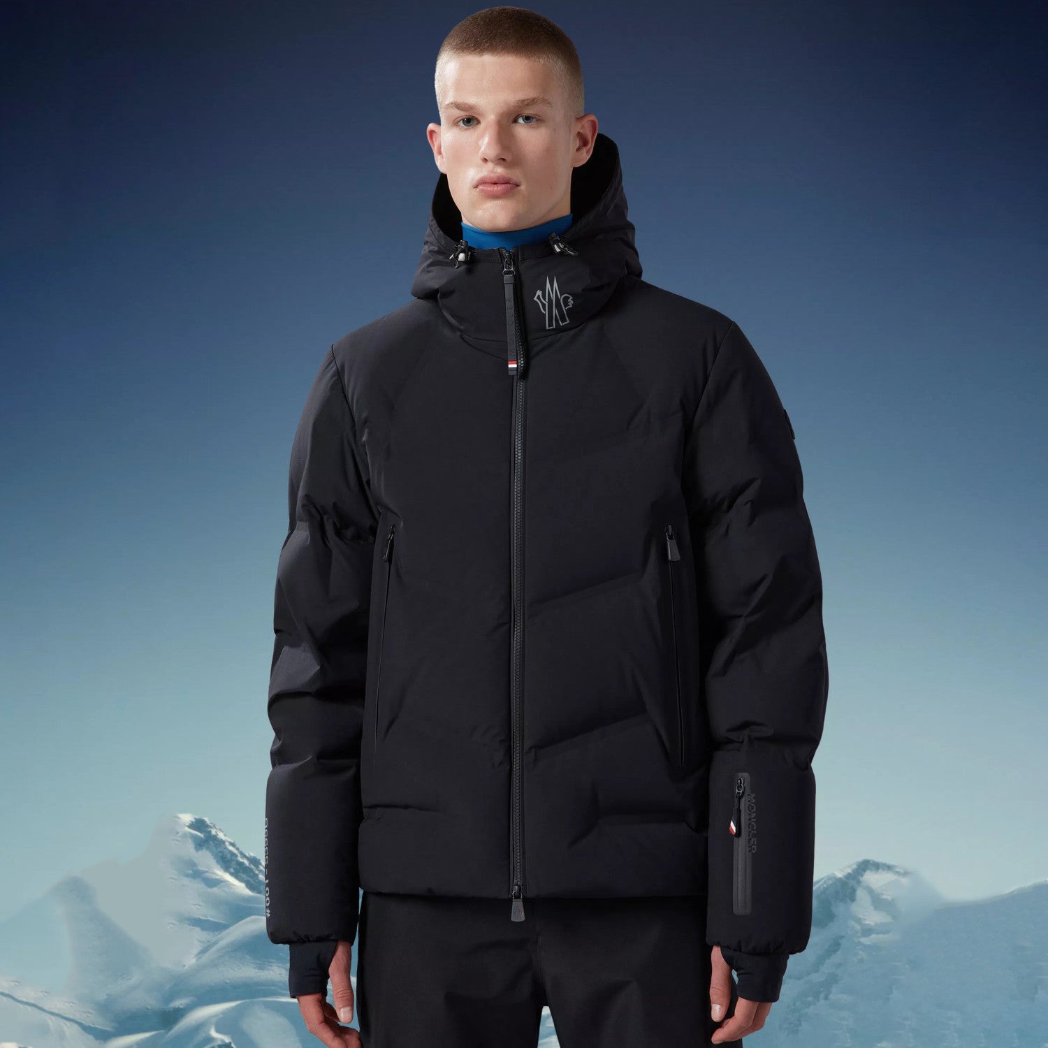 Moncler Men's Winter Solid Color Logo Printed Hooded Zipper Long Sleeve Arcesaz Short Puffer Down Jacket #98135