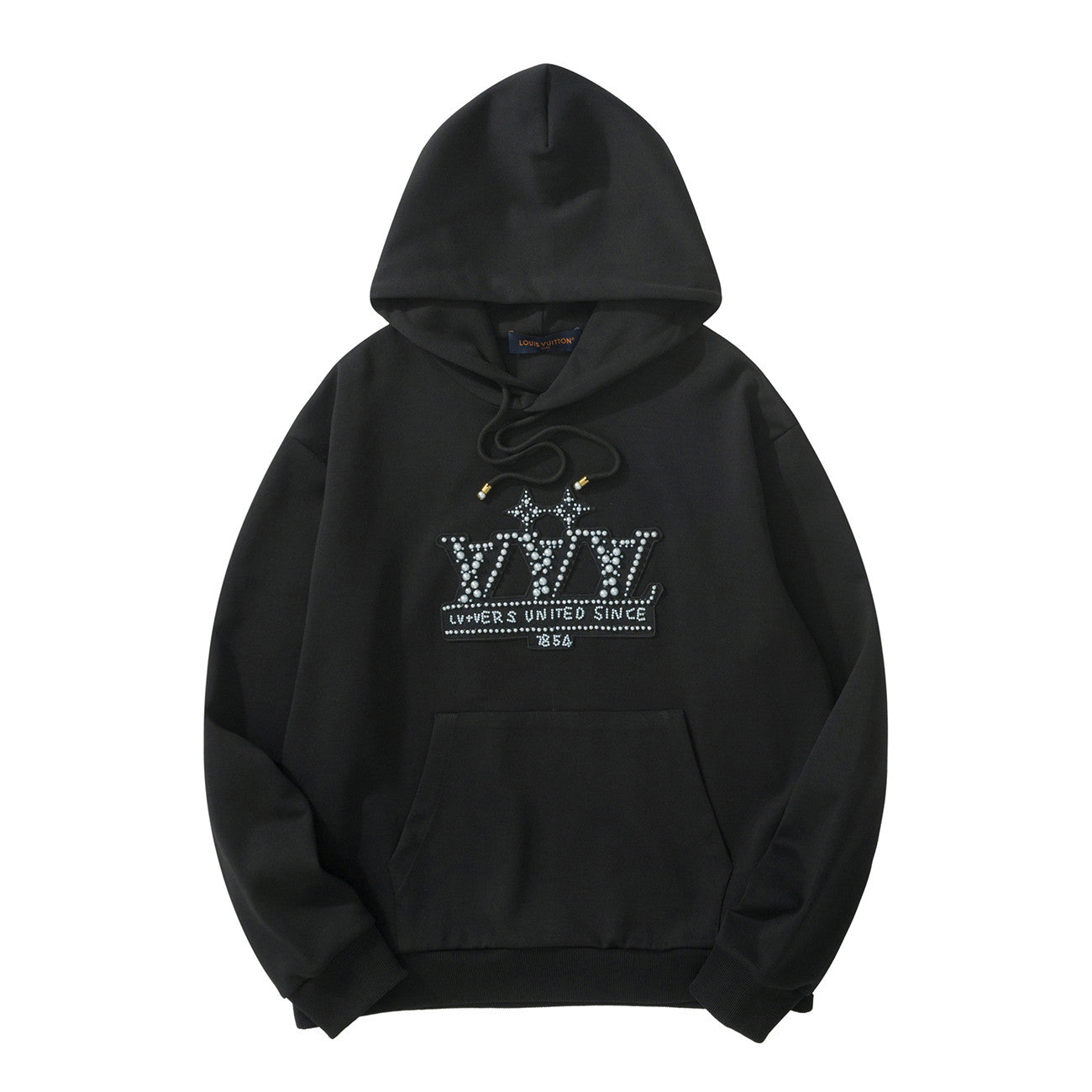 Louis Vuitton Men's Spring and Autumn Solid Color Beaded Logo Letter Long Sleeve Hooded Sweatshirt #74489