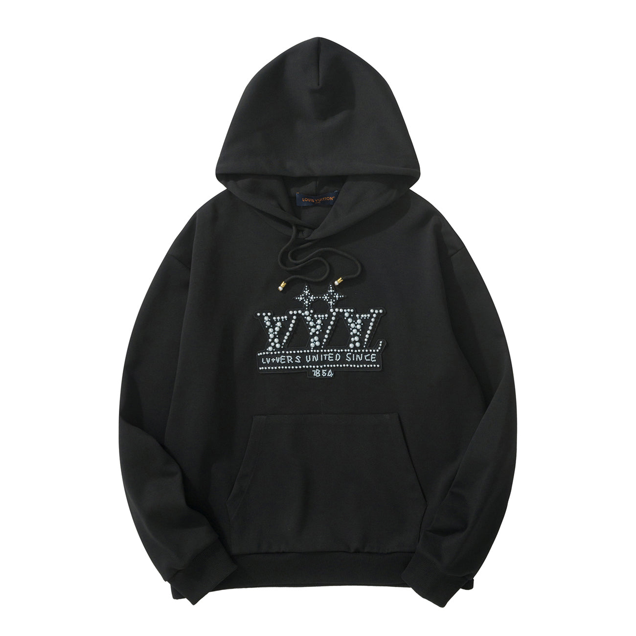 Louis Vuitton Men's Spring and Autumn Solid Color Beaded Logo Letter Long Sleeve Hooded Sweatshirt #74489
