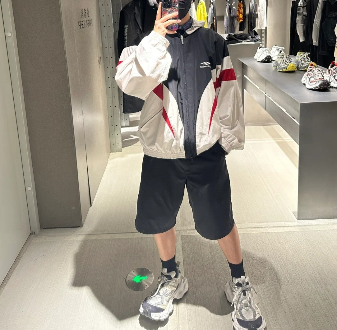Balenciaga 3B Sports Icon Tracksuit Men's Spring Autumn Tech Poplin Zip Hooded Jacket #99545