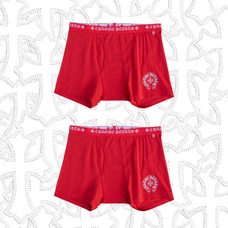 NlGO Chrome Hearts Men's And Women's Pure Color Sanskrit Print Cotton High Elasticity Boxer Briefs Underwear #77394