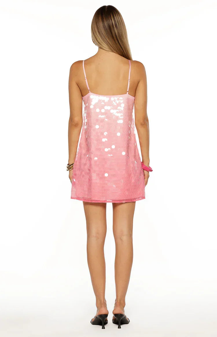 Sansone Pink Ombre Sequin Mini Dress