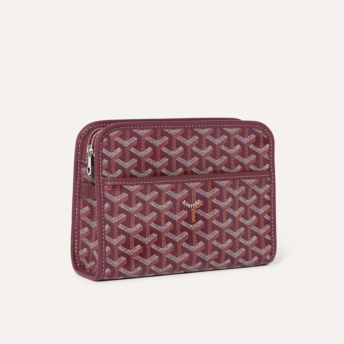 GOYARD Jouvence Men's and Women's Old Flower Full Print Zipper Closure Canvas Patchwork Leather Wash Bag Clutch Bags #75739