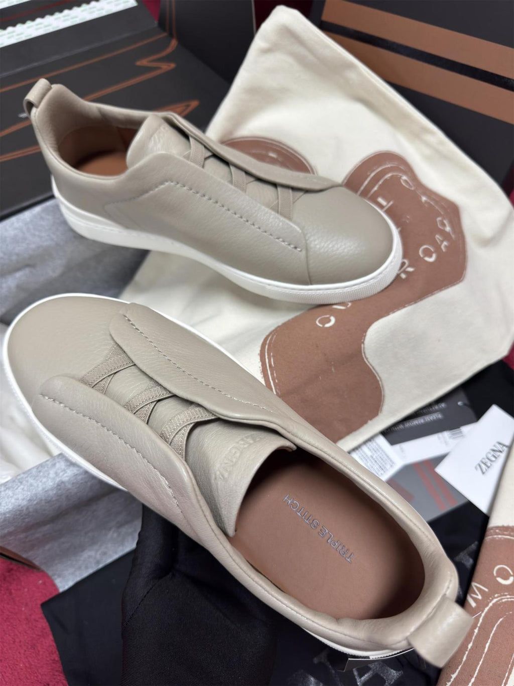 Ermenegildo Zegna Men's Solid Color Leather Fabric Simple Flat Casual Shoes #77223