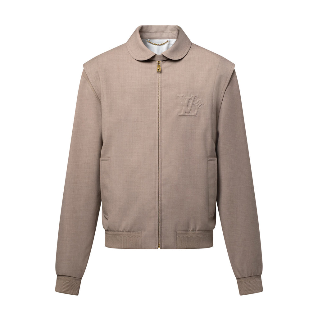 Louis Vuitton Men's Fall/Winter Fashion Casual Solid Color Lapel Zipper Logo Print Flight Jacket Solid Color Casual Elastic Waist Suit Pants Pants Suit Set #78977
