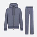 Dior Men's Spring and Autumn Solid Color Jacquard Cashmere Hooded Zipper Long Sleeve Jacket Drawstring Lace-Up Leisure Pants Suit Set #75272