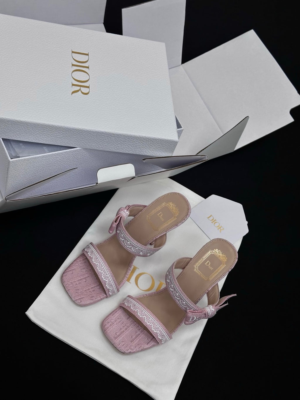 Dior Embroidered Monogram Lace Strap High Heels 10CM#380072