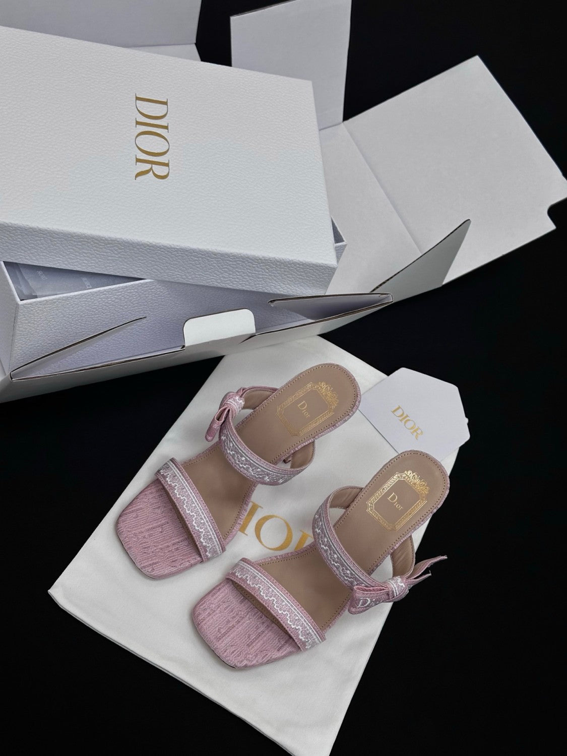 Dior Embroidered Monogram Lace Strap High Heels 10CM#380072