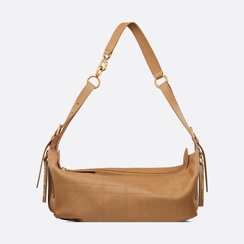 DIOR Medium_D-Journey Bag in Crinkled Calfskin Metallic Gold-Tone Flat Macrocannage #335779