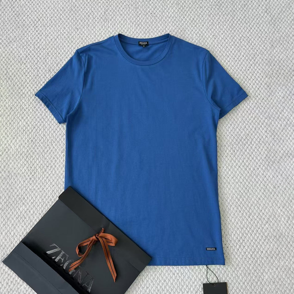 Ermenegildo Zegna Men's Summer Solid Color Cotton Crew Neck Short Sleeve T-Shirt - Breathable & Casual Summer Wear #75691