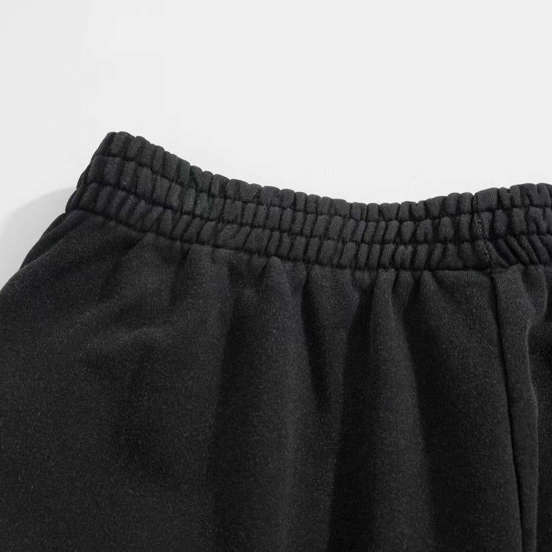 Balenciaga Men's Women's Four Seasons Solid Color Cotton UNITY Sports Iconic Cropped Sweatpants Loose Straight Raw Edge Casual Pant #71415