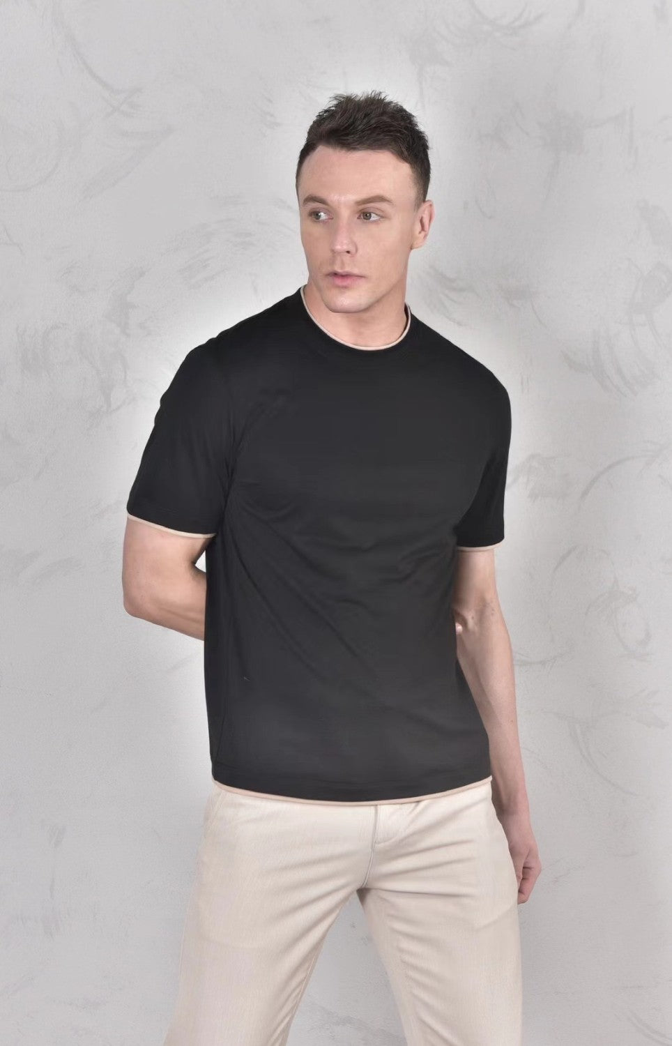 Brunello Cucinelli Men's Spring And Summer Fashion Trend Color Blocking Classic Short-sleeved Comfortable Positive Shoulder Round Neck T-shirt Tops #99379