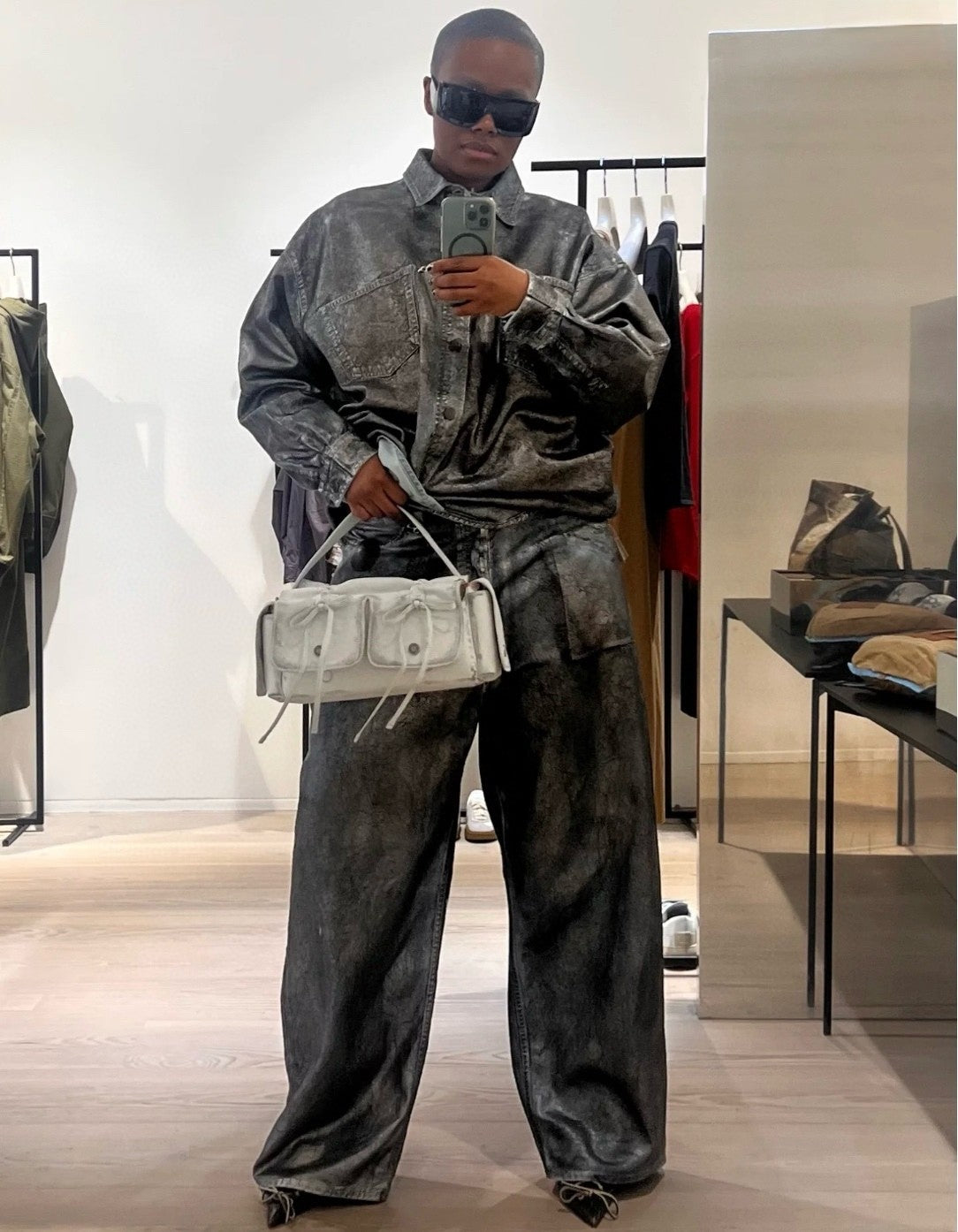 Acne Studios Men's Women's Spring And Autumn Loose Denim Long Sleeve Lapel Cotton Shirt Casual Straight Denim Pants Ngvp #9387