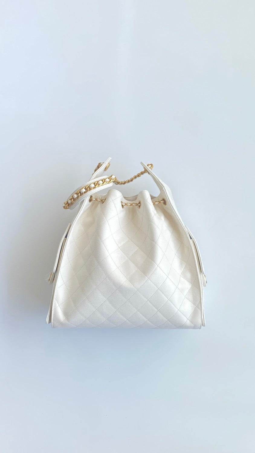 Chanel Women's Classic Double C Logo Solid Color Cowhide & Leather Tote Shoulder Bag Bags #77978