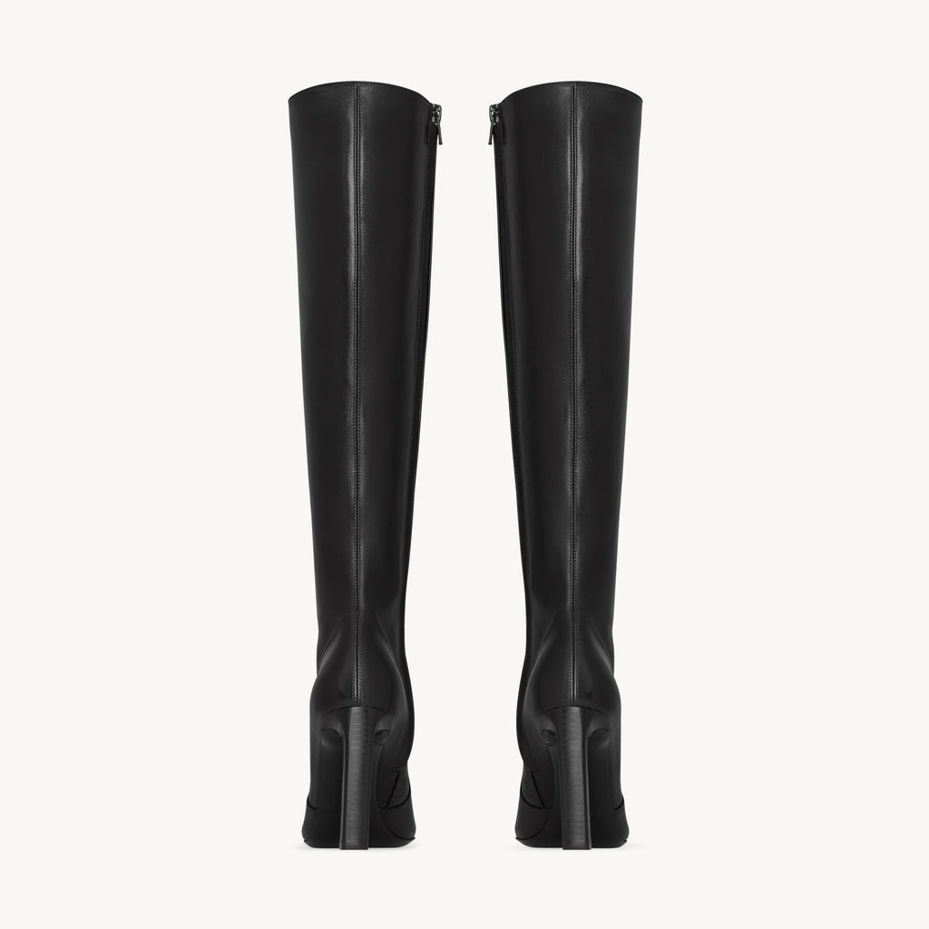 Saint Laurent FRANCOISE Women's Classic Pointed Toe Side Zip Leather High Heel Boots 10cm Heel High Heel Shoes #79181
