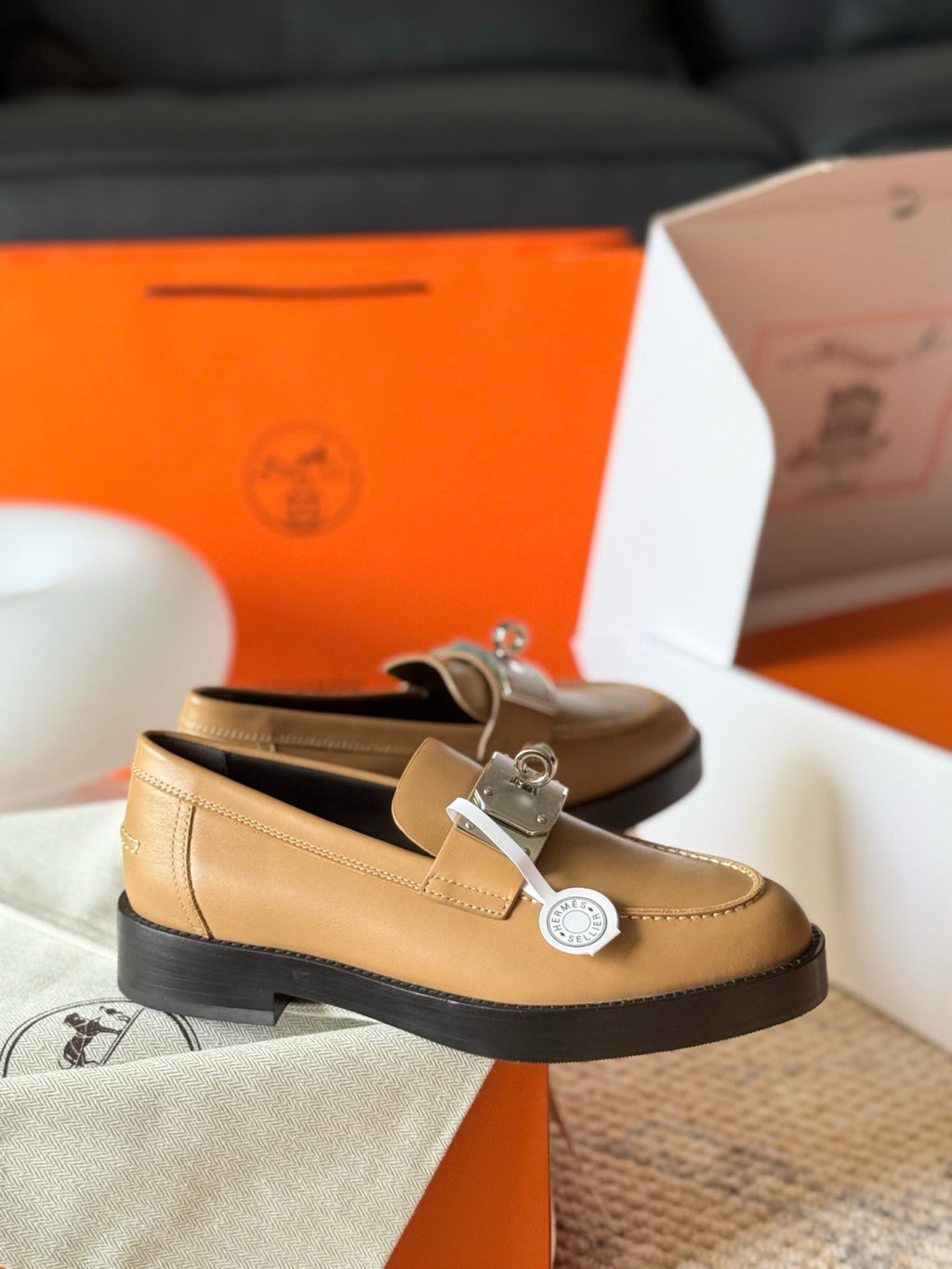 Hermes Hot loafer Beige #334035