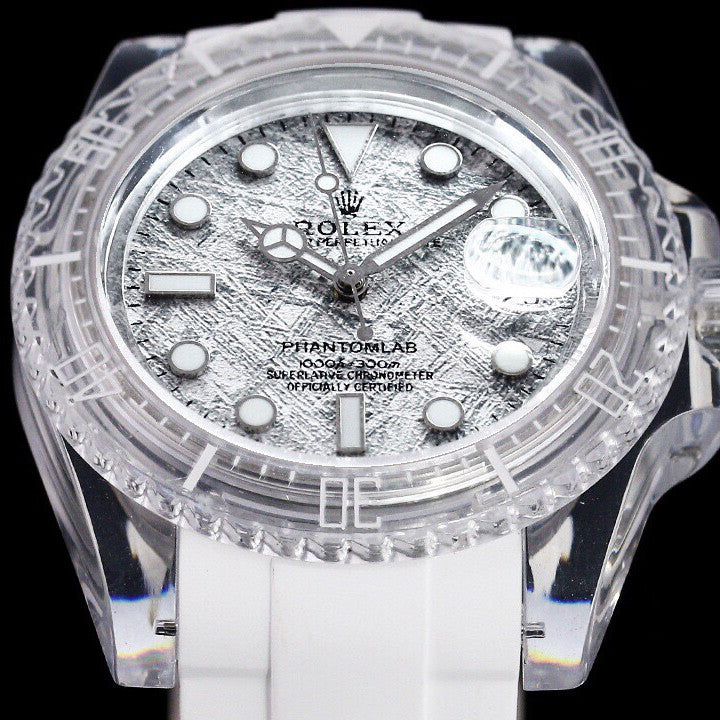 Rolex glass crystal series white tape plus transparent tape blue luminous watch accessories jewelry #82249