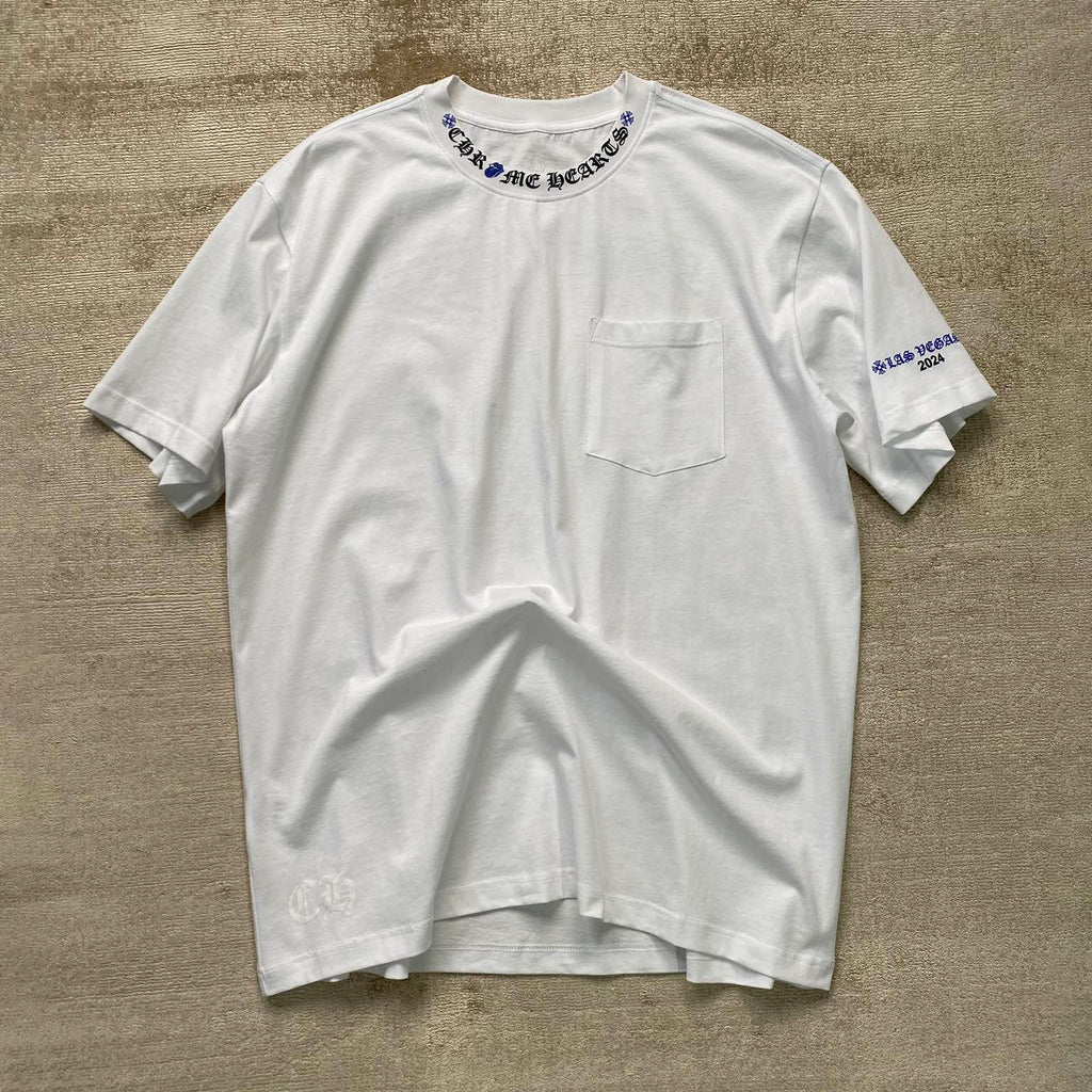 Chrome Hearts Men's and Women's Summer Neckline Sanskrit Letter Round Neck Cotton Short Sleeve T-shirt #99979