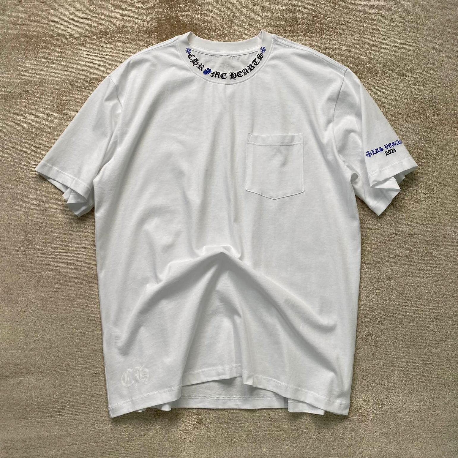 Chrome Hearts Men's and Women's Summer Neckline Sanskrit Letter Round Neck Cotton Short Sleeve T-shirt #99979