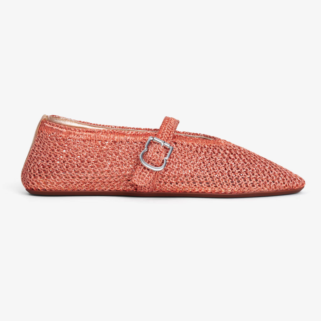 Alaia Ballet Flats In Knitted Lurex Women's Summer Solid Color Round Toe Fashion Modern Buckle Flats  Shoes Ngvp  #1635