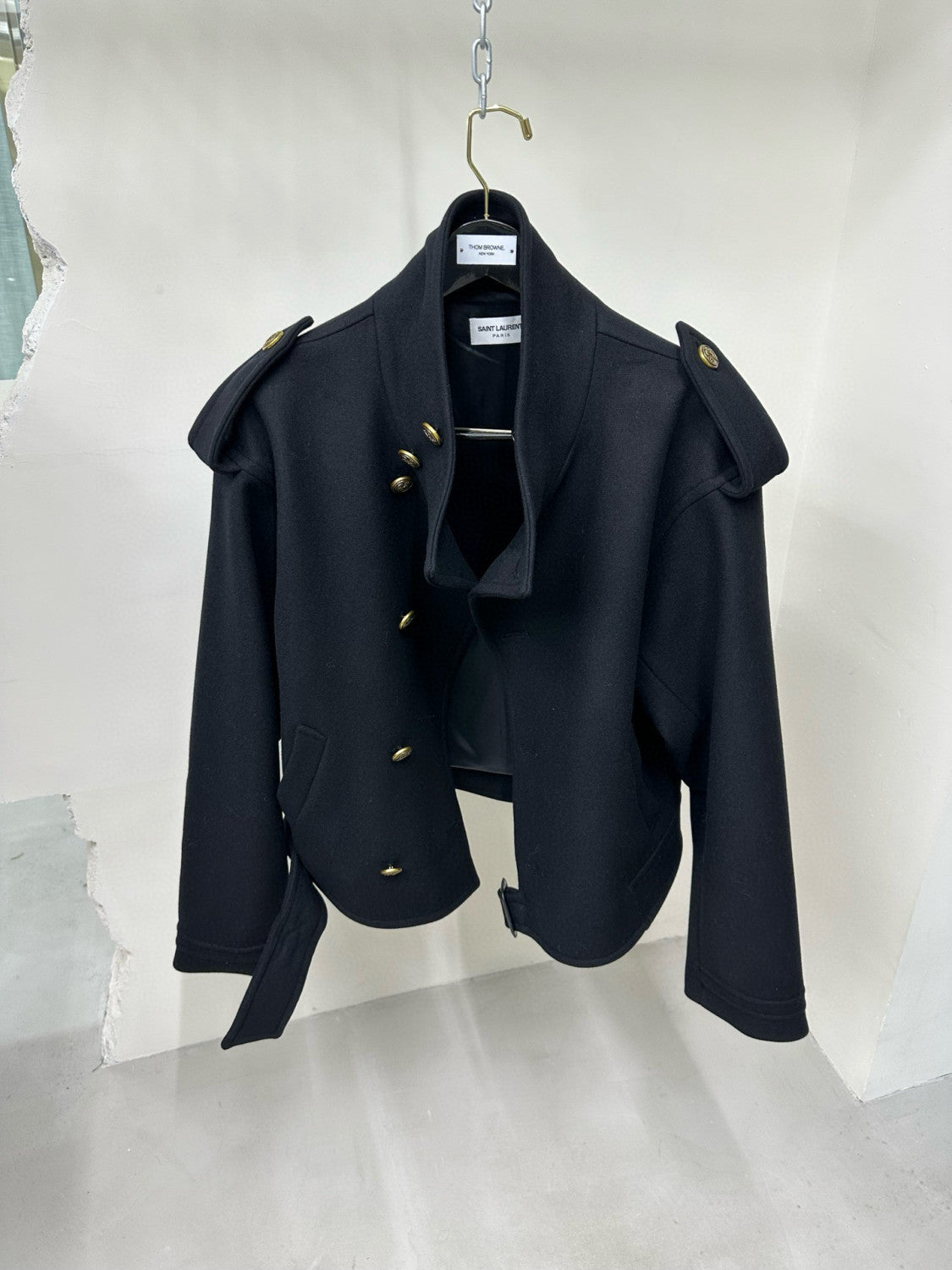 Saint Laurent Men's Spring And Fall Solid Color Wool Lapel Single-Breasted Loose Jacket Long-Sleeved Coat Ngvp #7358