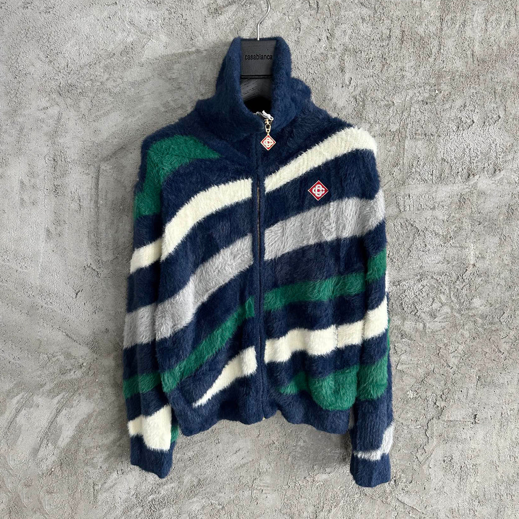 Casablanca Men's and Women's Autumn/Winter Color Block Printed High Neck Zipper Long Sleeve Knitted Jacket #77328